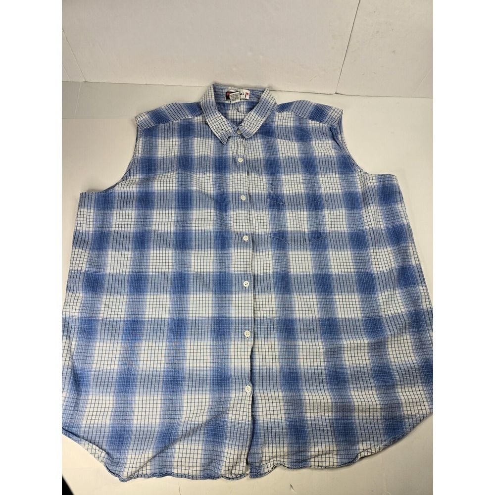 Vintage Kikomo‎ Womens Plus Size 24W Blue Button Up Pocket Shirt Top Blouse